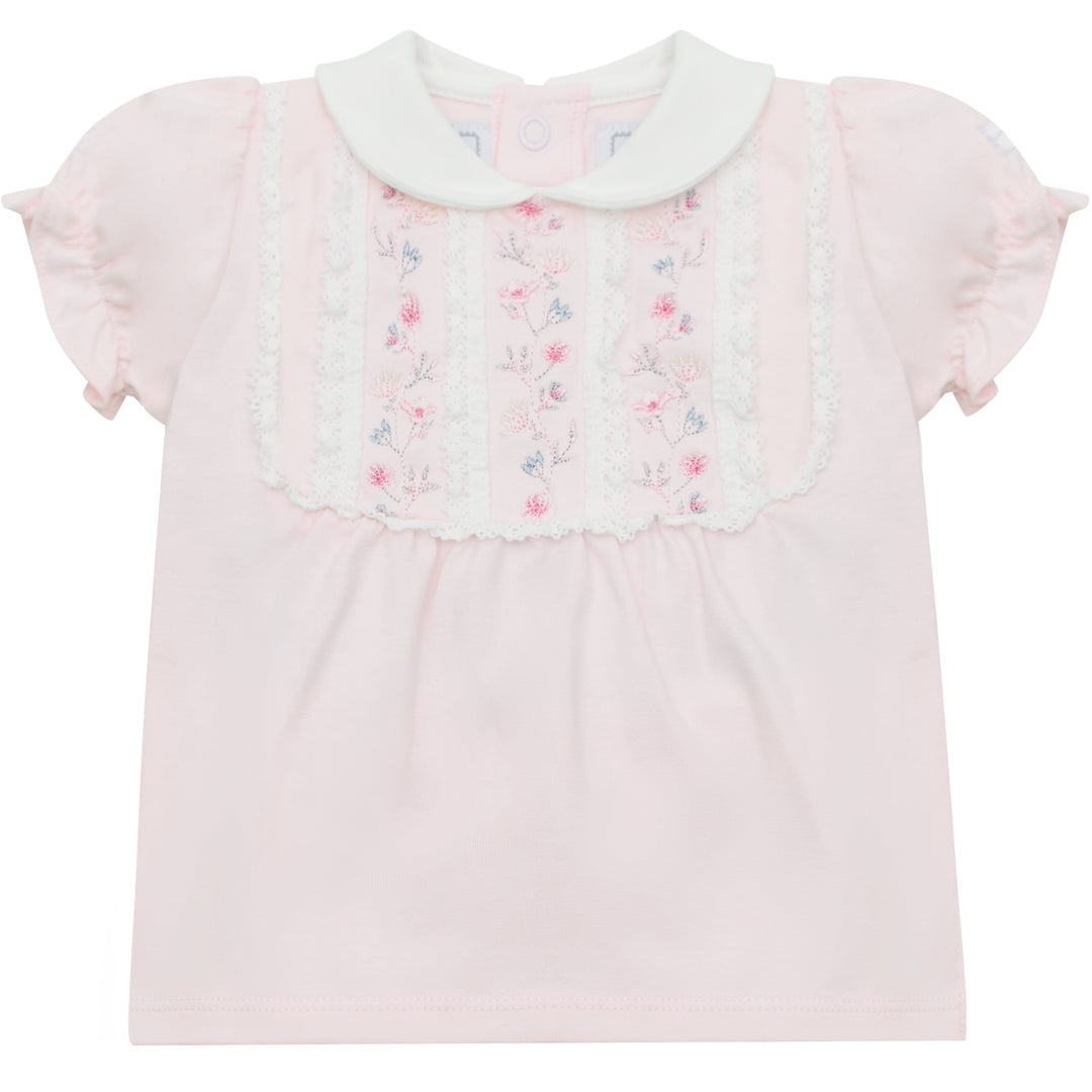 Emile et Rose baby girls pink top front flat lay
