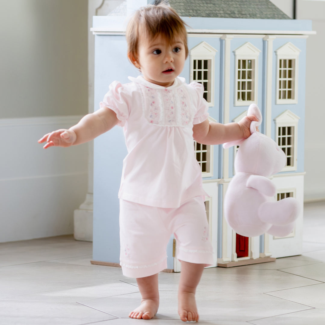 Emile et Rose pink baby girls top and shorts set full outfit