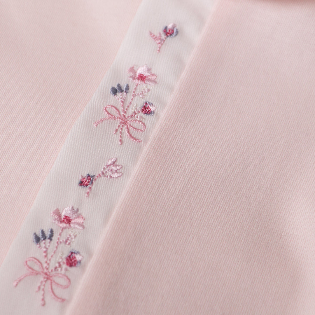 Emile et Rose cute pink babygrow floral embroidery detail