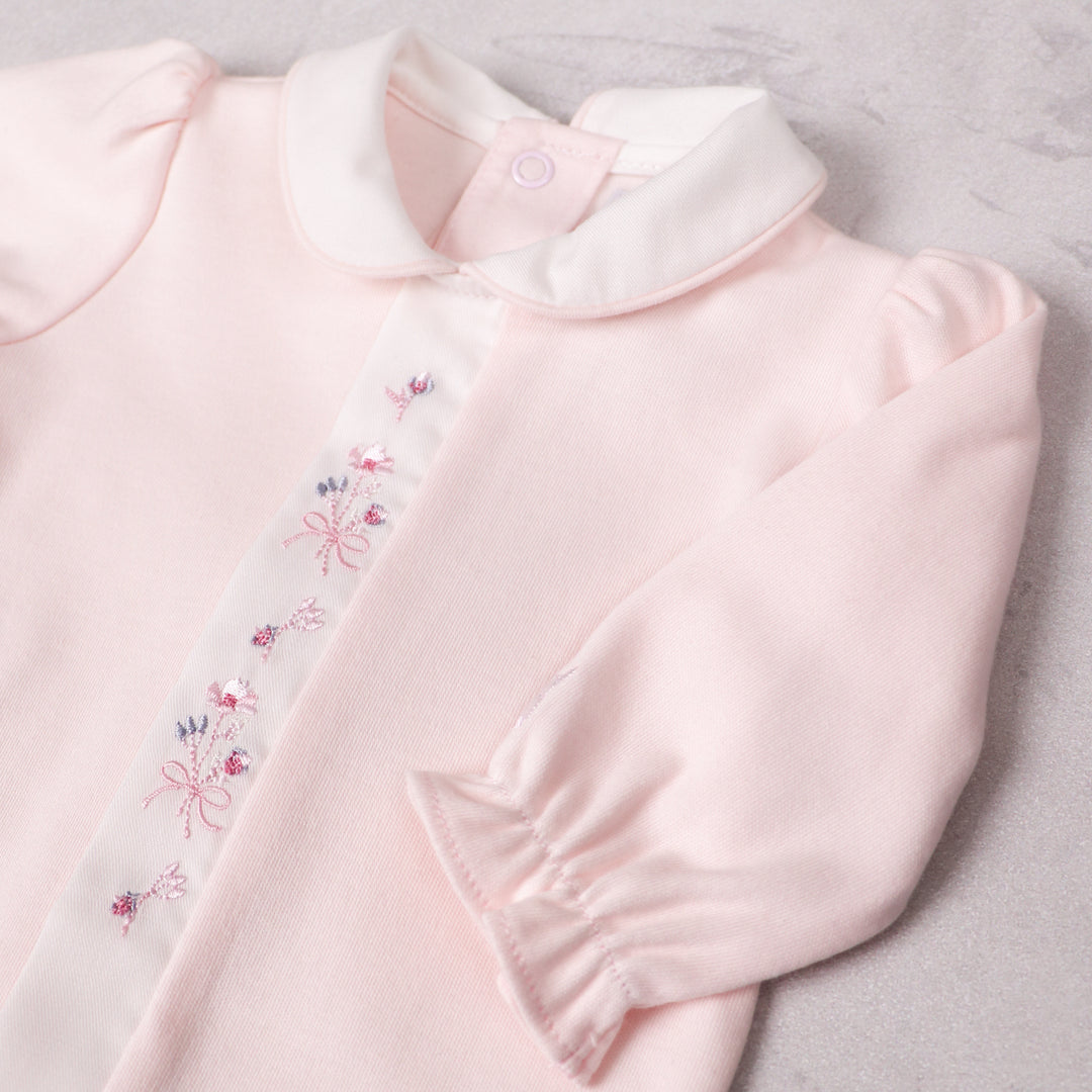 Emile et Rose baby girls babygrow collar and sleeve detail pink