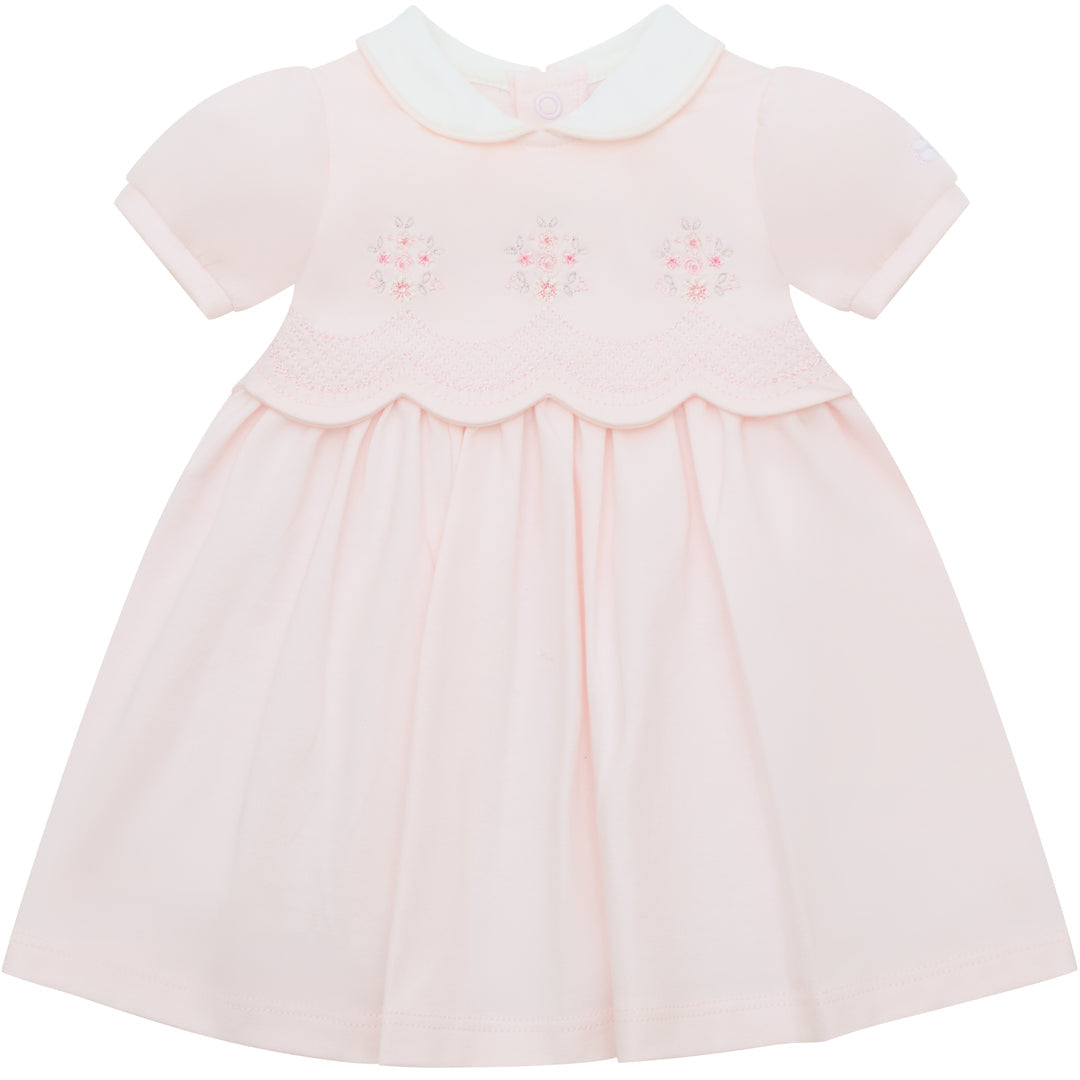 Emile et Rose baby girls pink occasion dress front flat lay