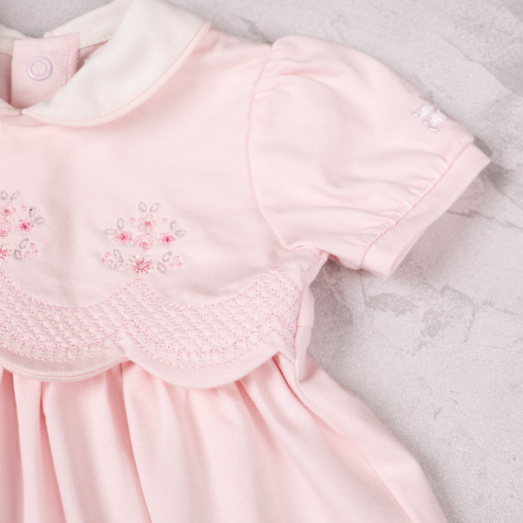 Emile et Rose baby girls dress sleeve and collar detail pink
