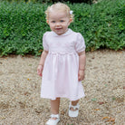 Emile et Rose pink baby girls dress set scalloped collar front view