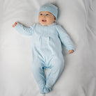 Emile et Rose baby boys blue babygrow and hat gift set for newborn