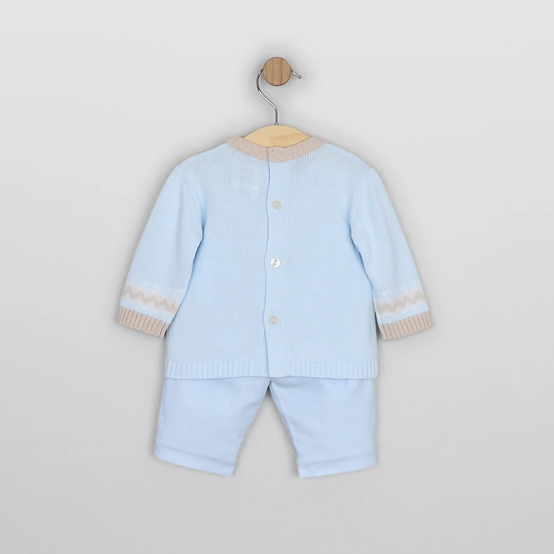 Back view of Emile et Rose Martin baby boys knitted jumper and trousers set
