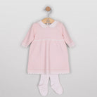 Emile et Rose Millie pale pink baby knit dress with matching pink tights set