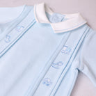 Emile et Rose smart baby boys blue babygrow collar and embroidery detail