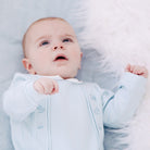 Emile et Rose Lewis baby boys blue babygrow front full view