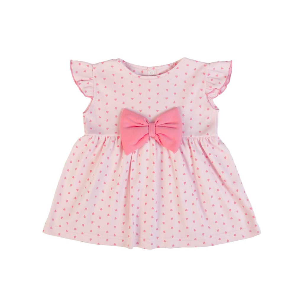 FS Pink Hearts Cotton Party Dress For Baby Girl