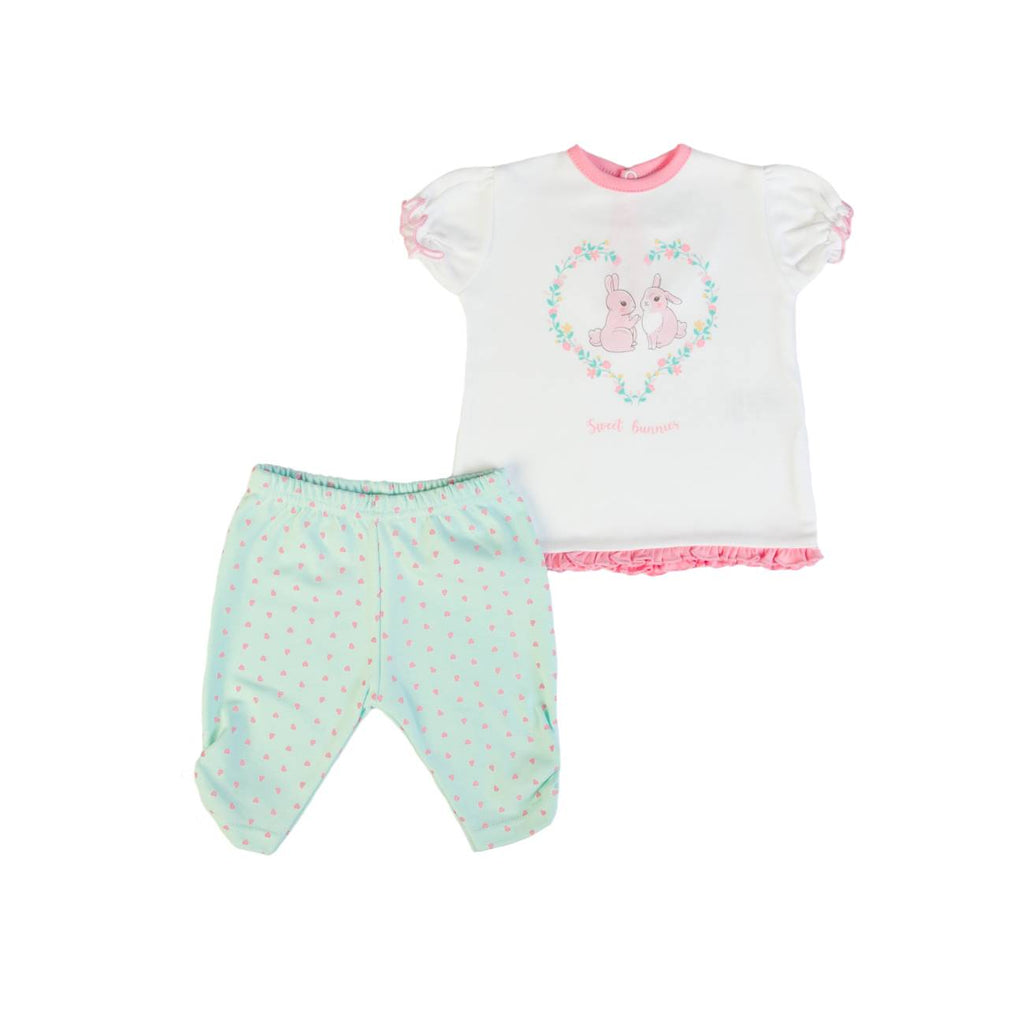 FS Cotton Hearts Top & Trousers Set For A Baby Girl 