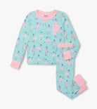 Hatley Ballet School Girls Bamboo Pyjama Set top and bottoms flat lay