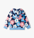 Hatley Big Flowers zip-up fleece hoodie for girls with kangaroo pocket