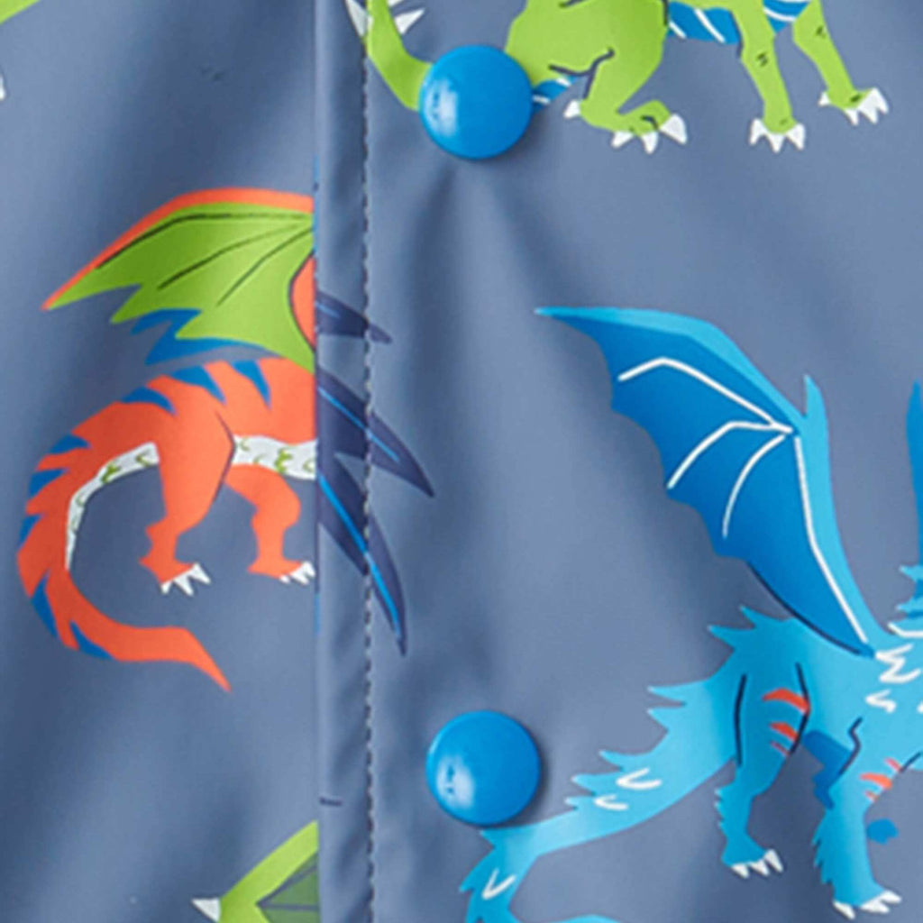 Hatley Blue Dragon Realm Boys Raincoat With smap Buttons