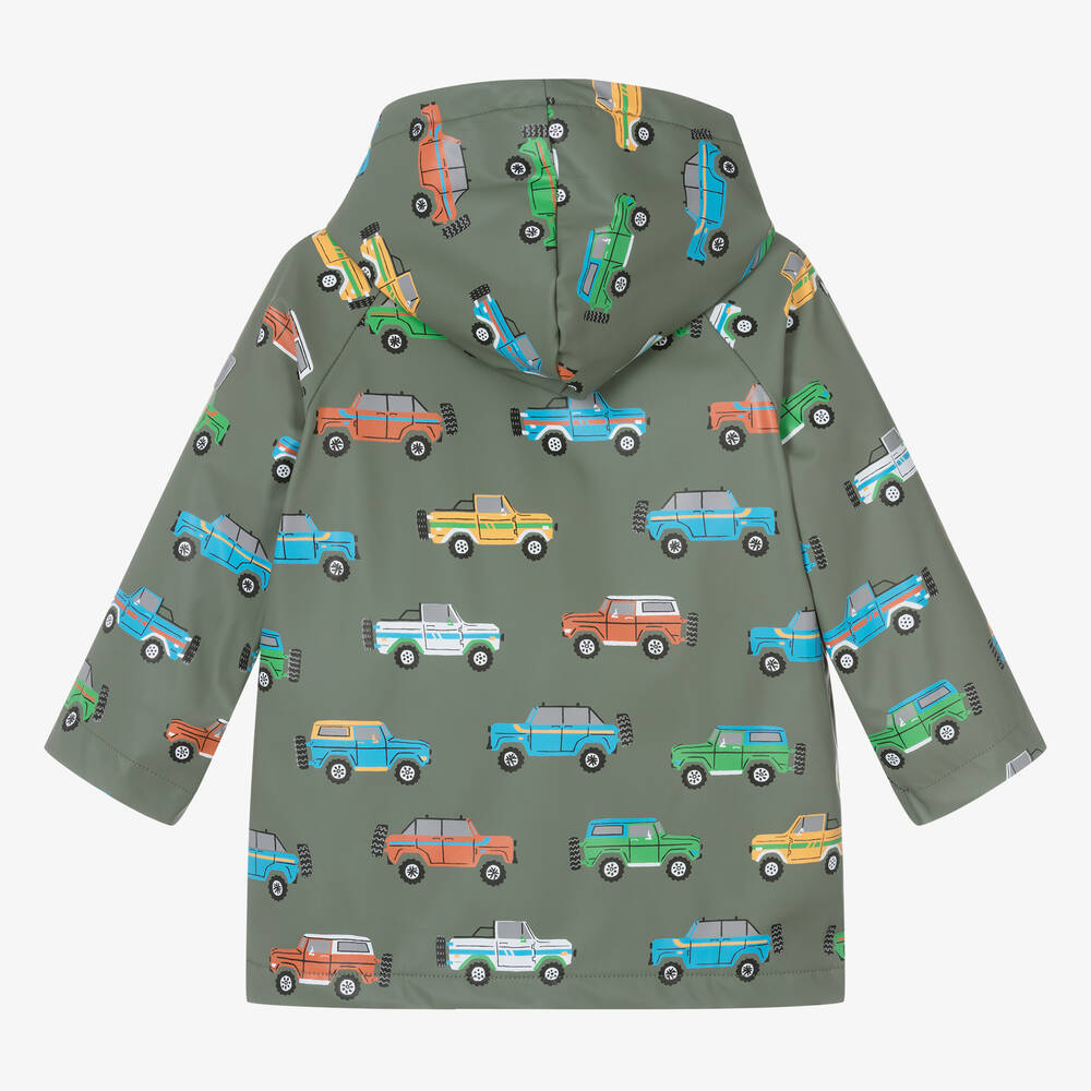 Hatley Green School Car Print Waterproof Raincoat For Boys  With Hood