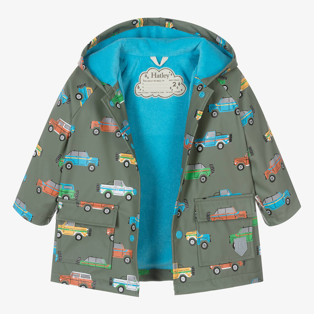 Hatley Green School Car Print Waterproof Raincoat For Boys 
