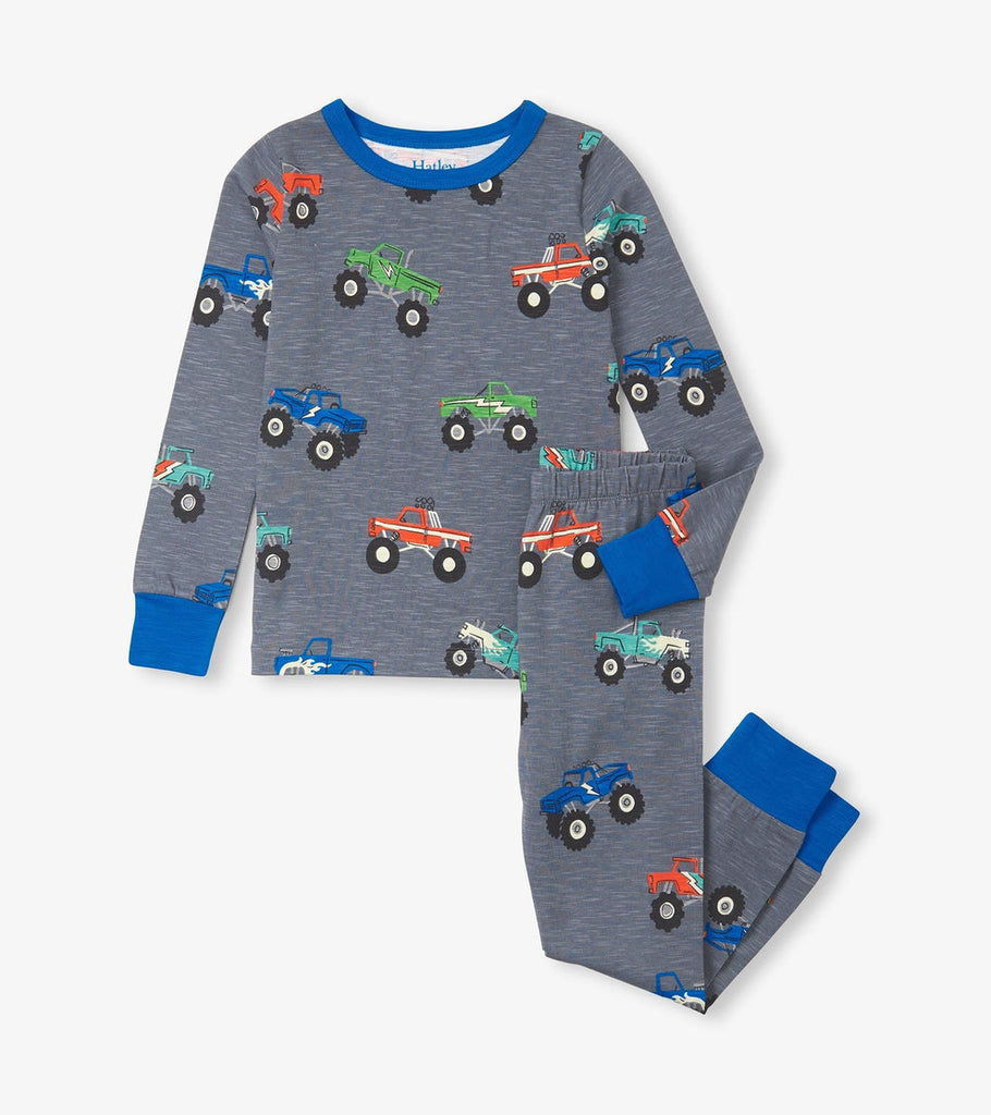 Hatley Grey Monster Trucks Pyjama Set For Boys