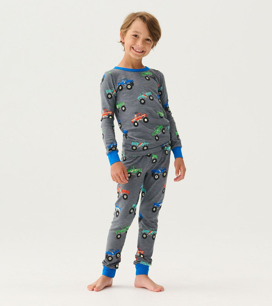 Hatley Boys Grey Monster Trucks Pyjama Set