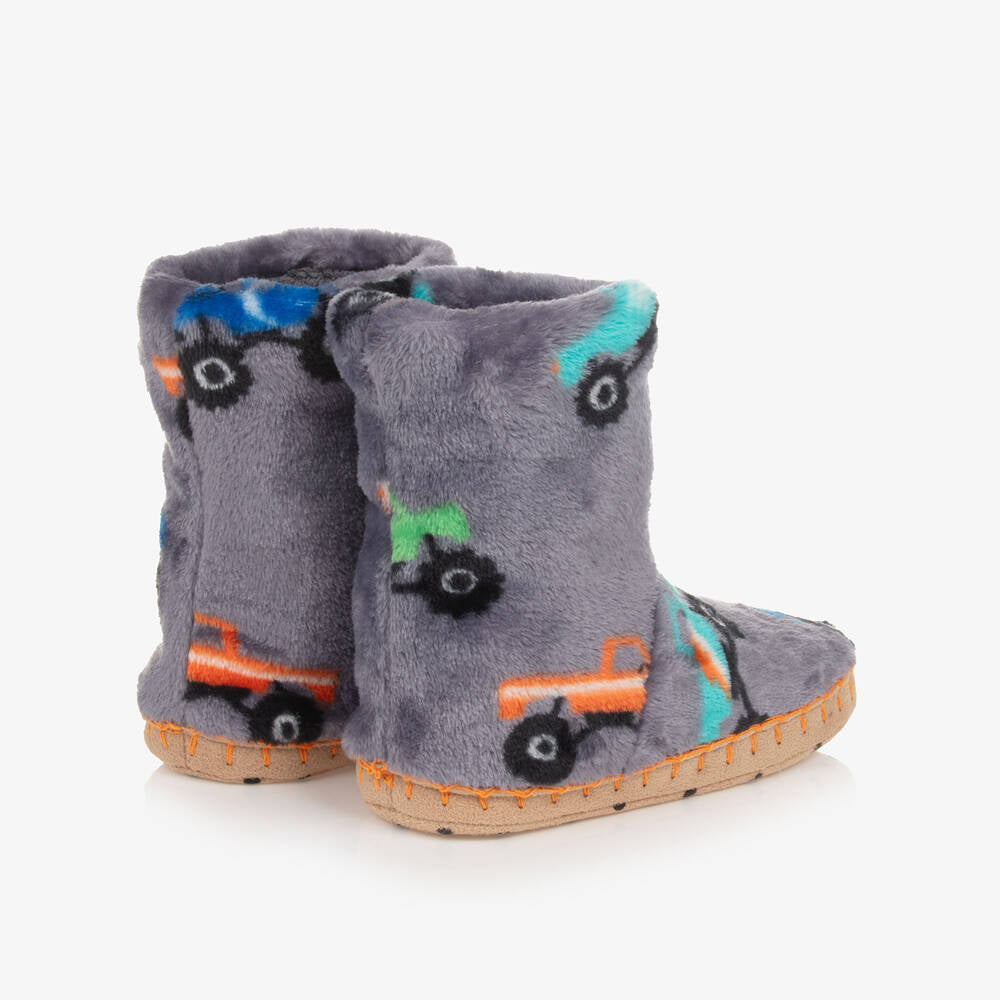 Hatley Monster Trucks Fleece Slippers For Boys