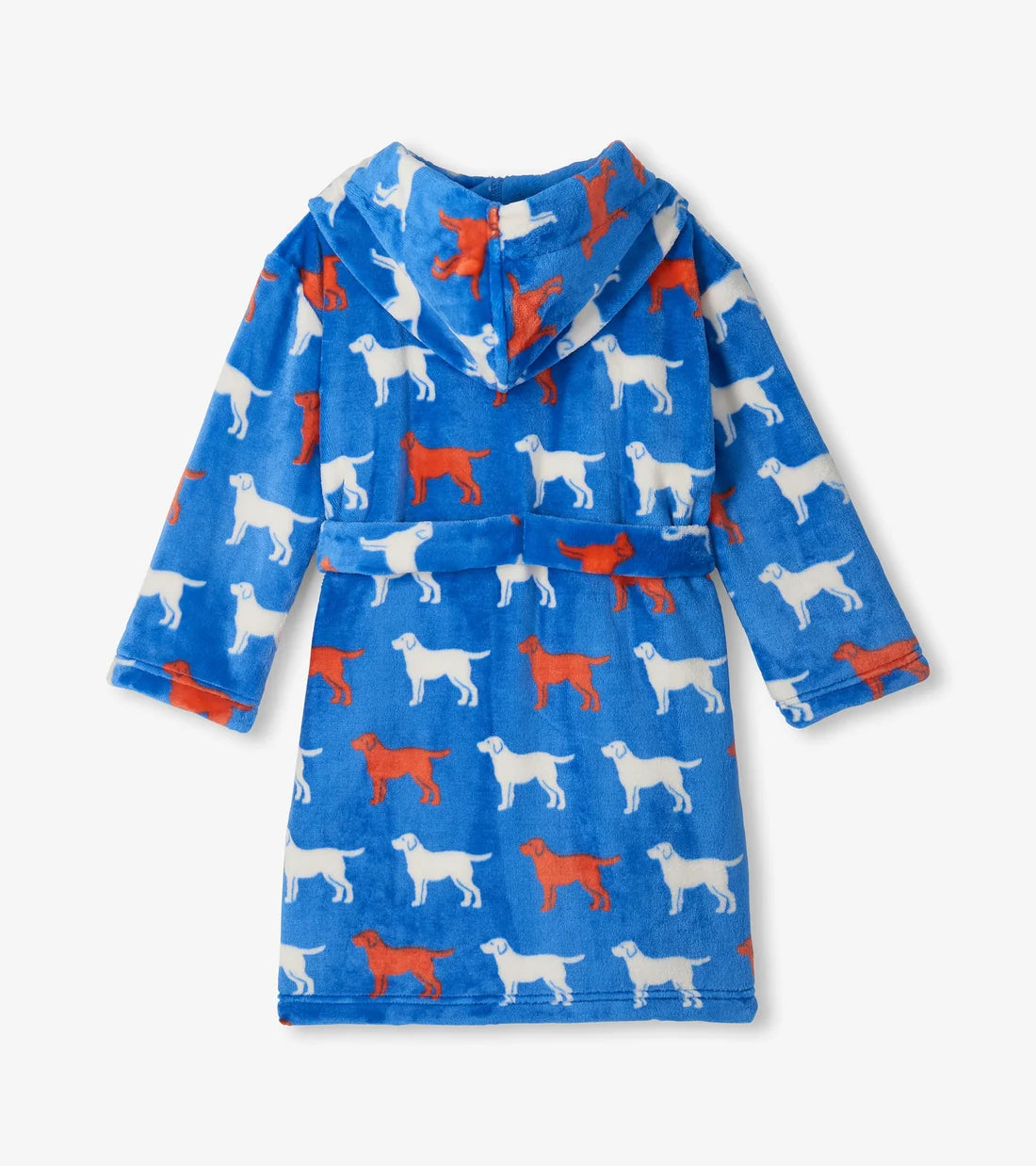     Hatley boys blue dog print fleece dressing gown back view