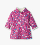Hatley Girls Tiny Flowers sherpa lined jacket in Raspberry Radiance front view