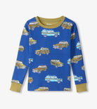 Hatley Boys Vintage Trucks organic cotton pyjama top in blue with olive green trim