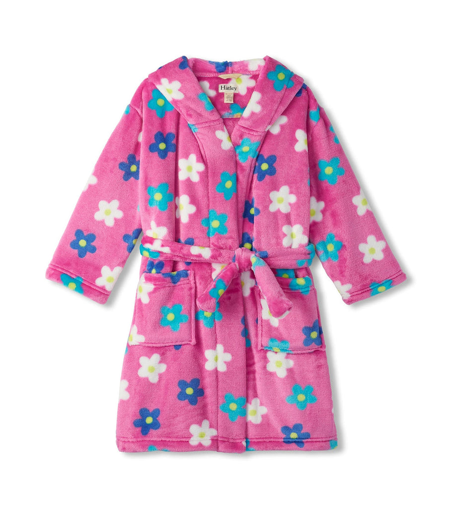 Hatley Pink Daisy Fuzzy Fleece Dressing Gown For Girls