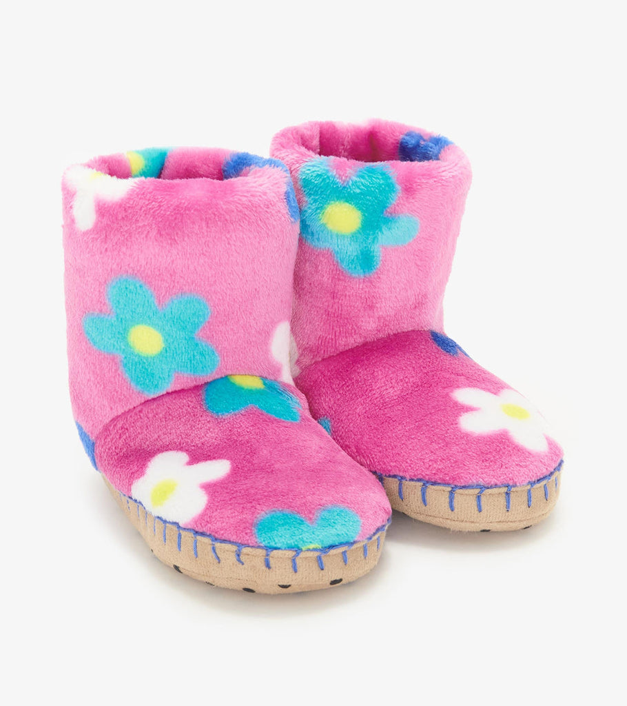 Hatley Girls Cute Pink Daisies Fleece Slippers