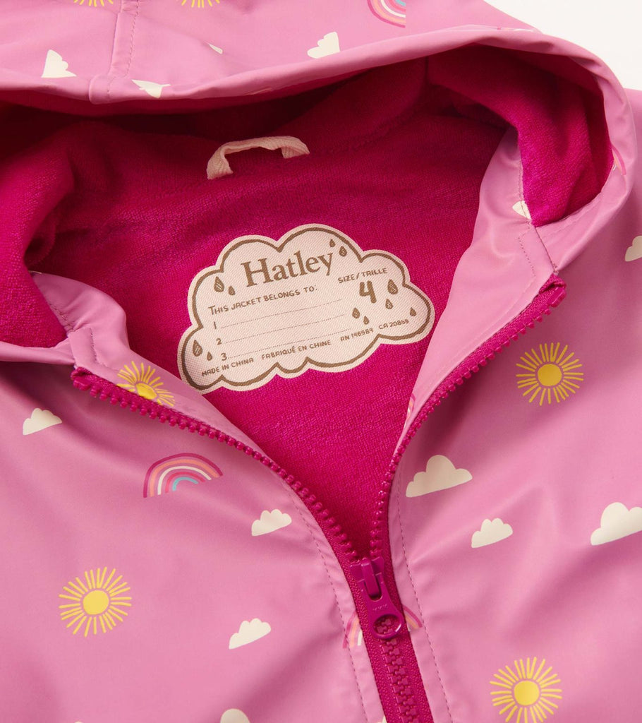 Hatley Girls Pink Sun Charms Rain Waterproof Hooded Jacket