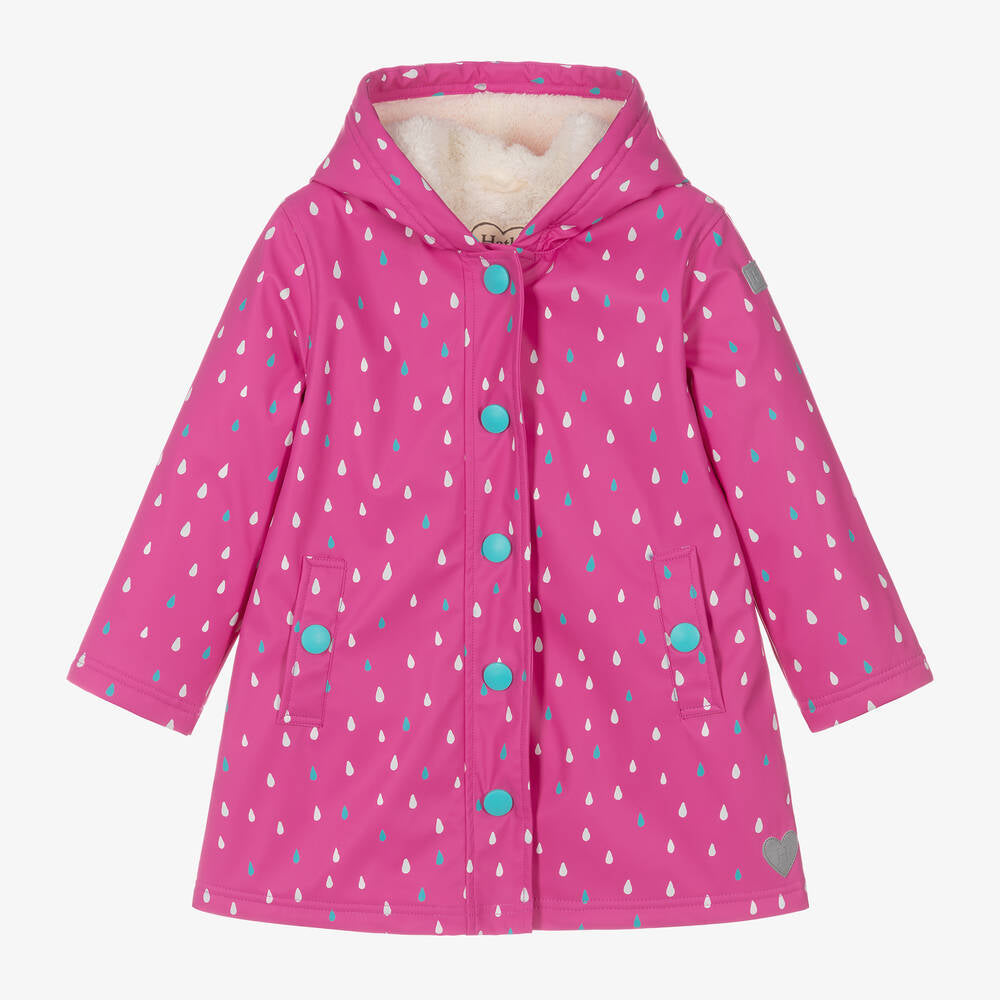 Hatley Girls Pink Tiny Dots Colour Changing Waterproof Jacket