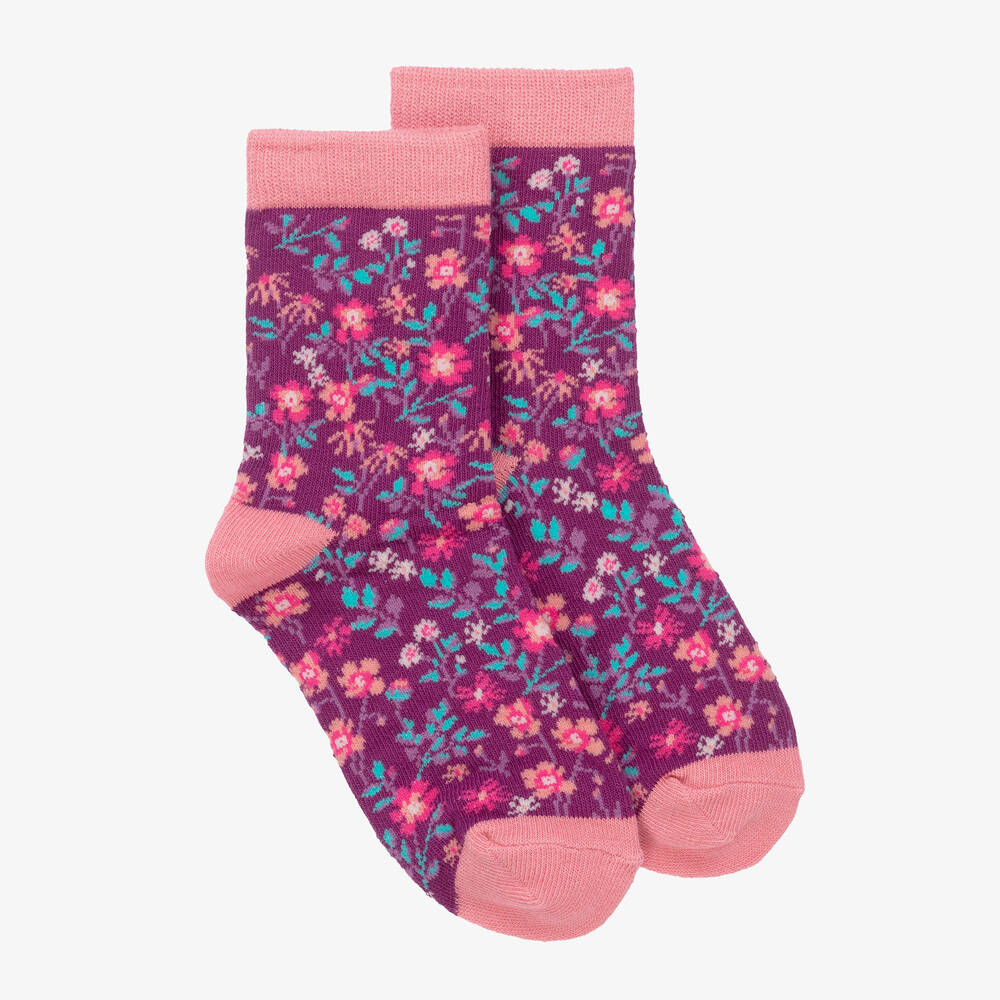 Hatley Girls Pink Wild Flowers Sherpa Wellies & Socks Set