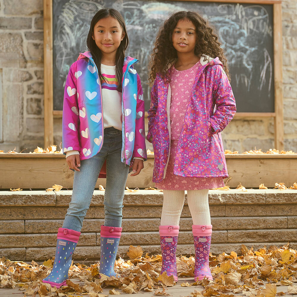 Hatley Girls Pink Wild Flowers Sherpa Wellies & Socks Outfit