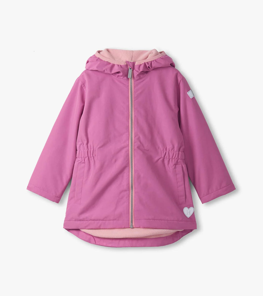 Hatley Girls Heart Swans Colour-Reveal Field Hooded Jacket in pink