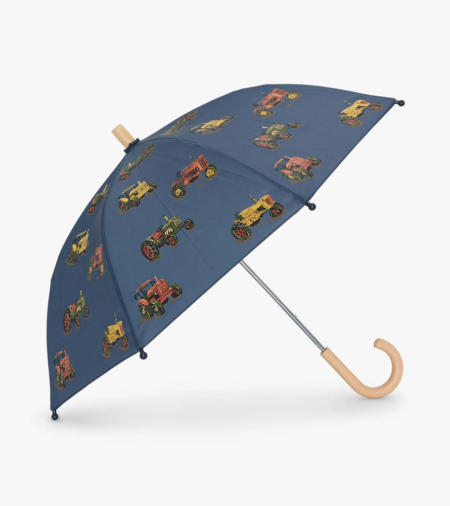 Hatley boys landscape tractors umbrella – navy canopy, wooden handle