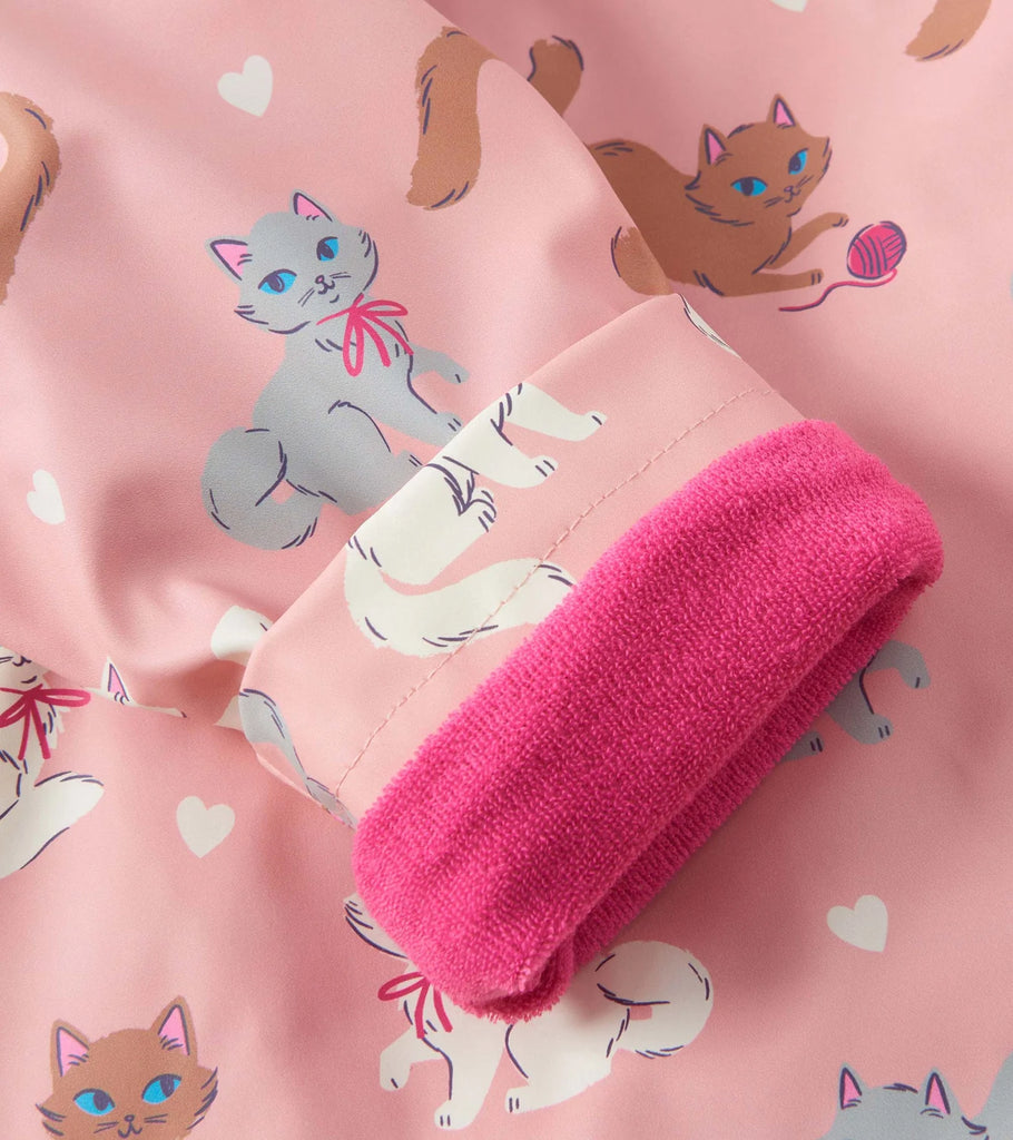 Hatley girls raincoat turned-up cuff showing cosy pink lining