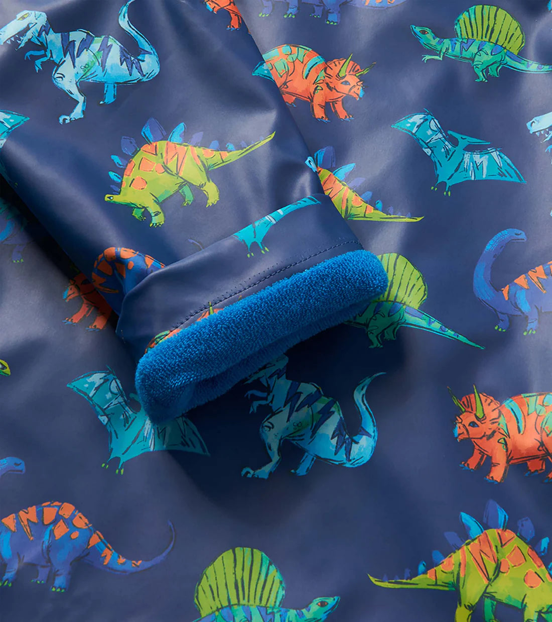 Hatley boys raincoat sleeve detail blue cuff lining