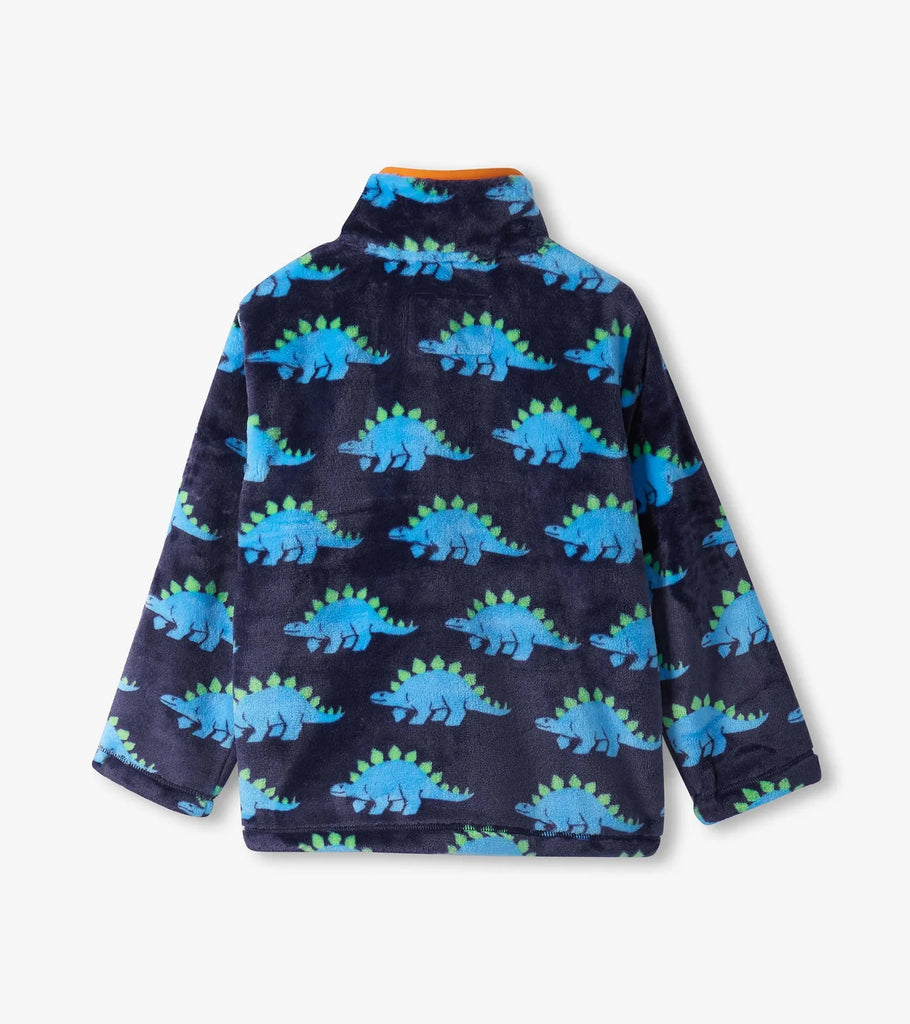 Hatley Stegosaurus boys fleece jacket – back view showing all-over dinosaur print