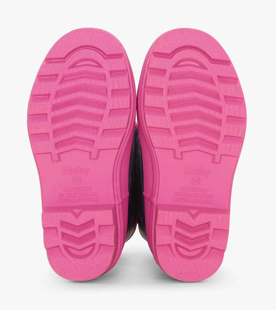 Hatley Teeny Bows girls wellies – slip-resistant tread, underside view