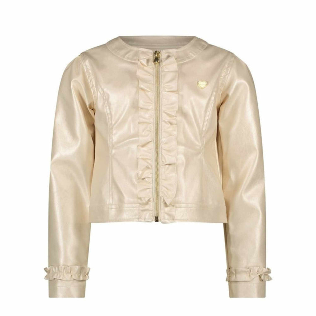 Le Chic Girls Arlene Faux Leather Jacket In Ivory