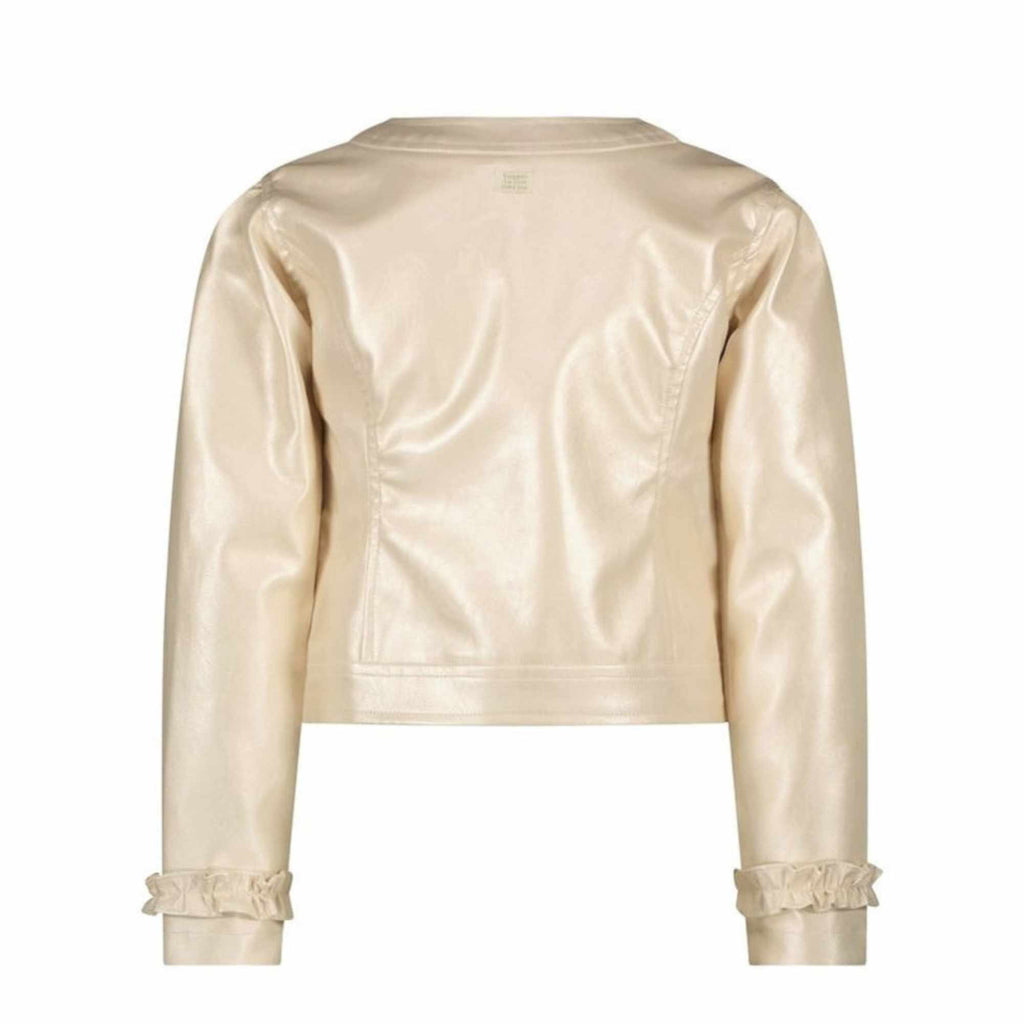 Le Chic Girls Arlene Ivory Faux Leather Jacket From The Back