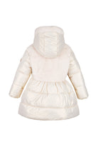 Le Chic girls off-white faux fur padded jacket with hood on back 