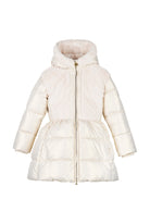 Le Chic Bloom girls faux fur padded jacket in winter white – front view