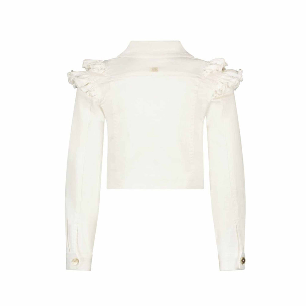 Le Chic Girls Ally Off White Denim Jacket From The Back