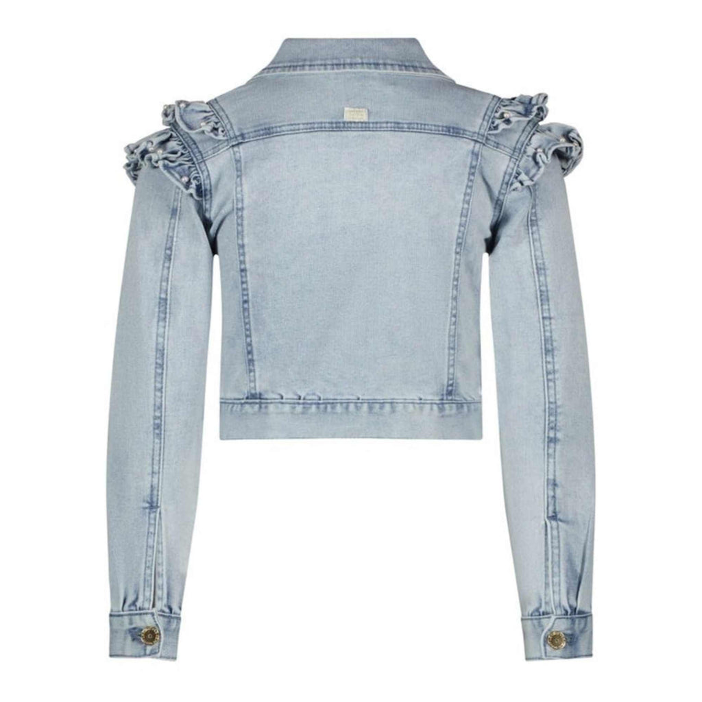 Le Chic Girls Ally Ruffles Light Blue Denim Jacket From The Back