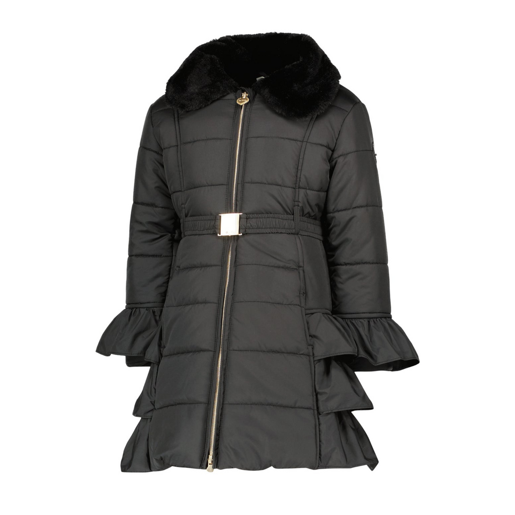 Le Chic Girls Black Ruffle Coat