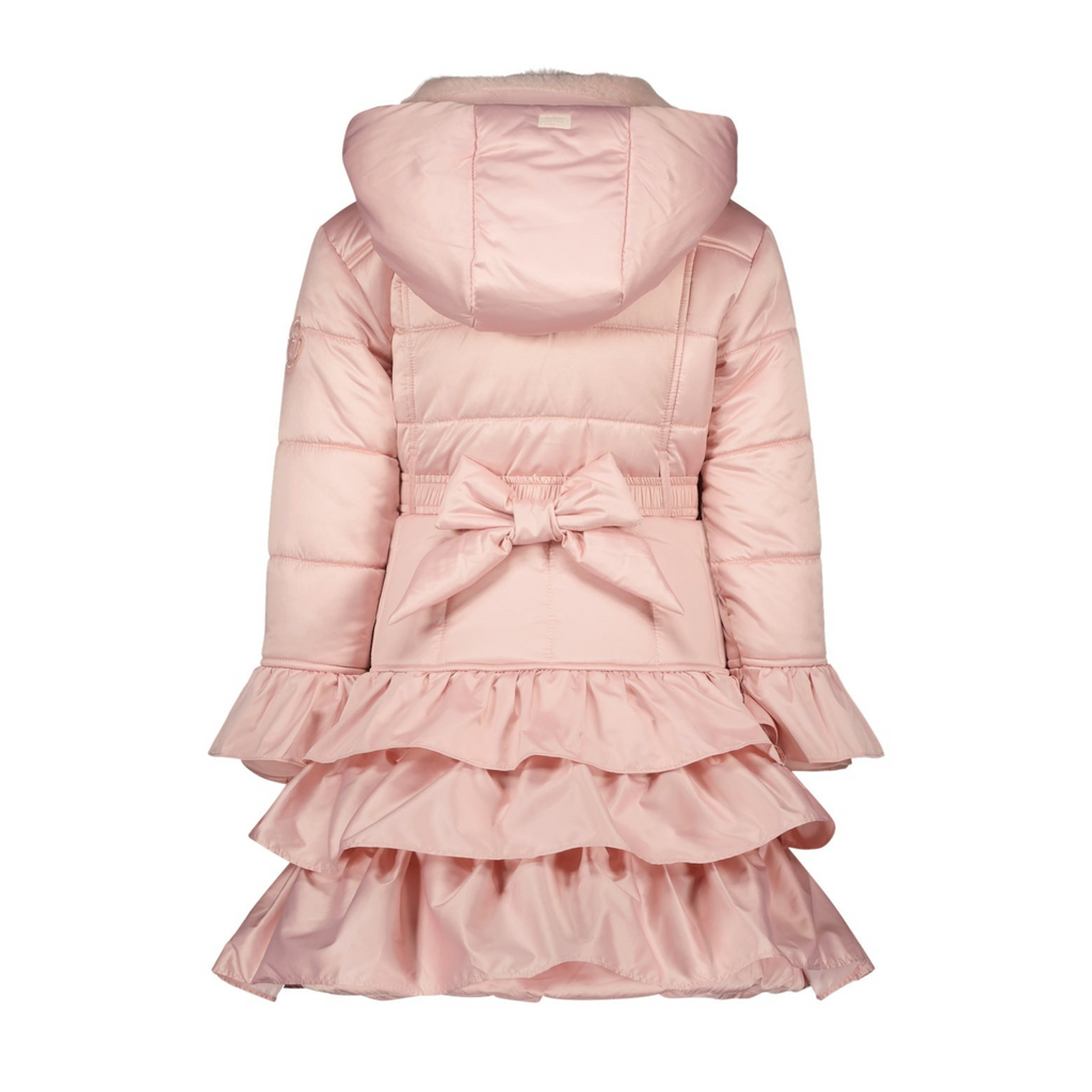 Le Chic Girls Cotton Candy Ruffle Coat From The Back