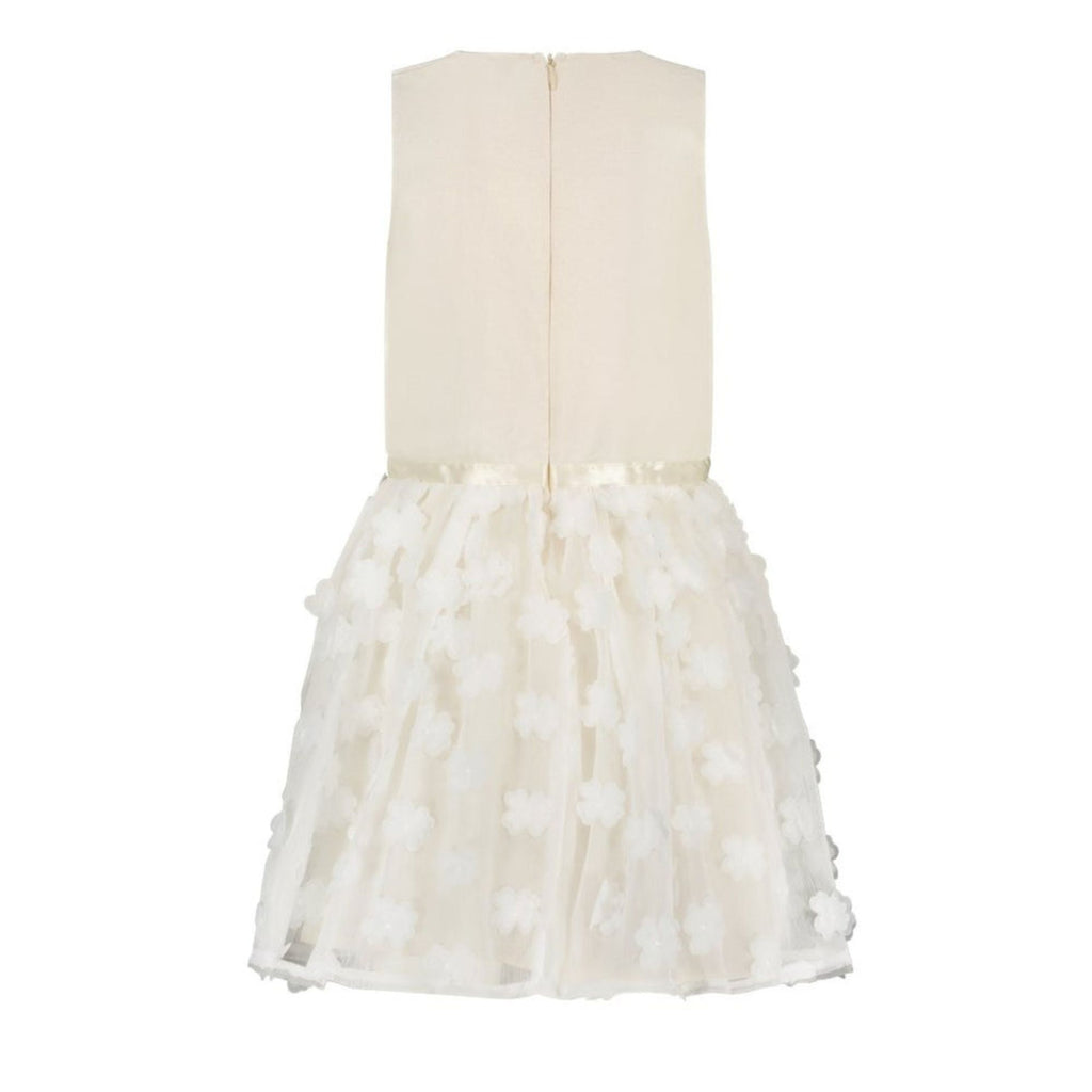 Le Chic Girls Ivory Flower Voile Dress From The Back