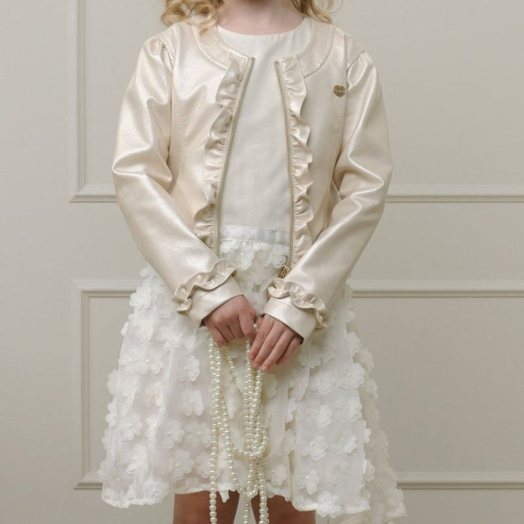Le Chic Girls Ivory Flower Voile Dress