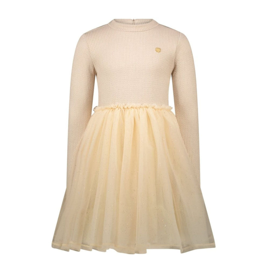 Le Chic Long Sleeve Beige Tulle Party Dress For Girls