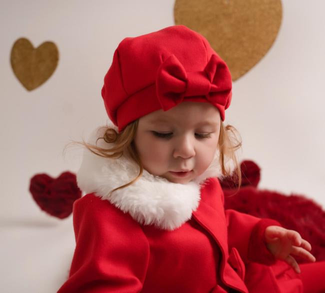 Little A by A Dee Girls Red Harper Coat And Beret Set