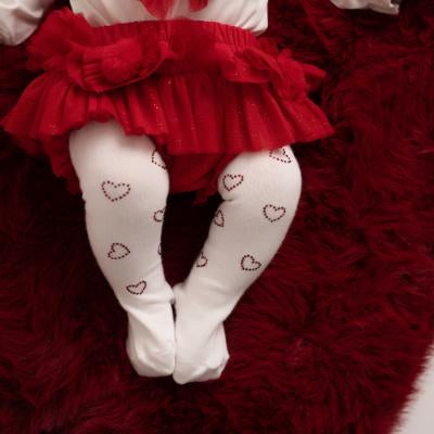 Little A by A Dee Girls Snow White Diamanté Heart Tights